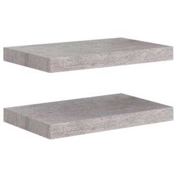 2 db betonszürke mdf lebegő fali polc 40 x 23 x 3,8 cm kép