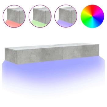 2 db betonszürke tv-szekrény led-lámpákkal 60x35x15,5 cm kép