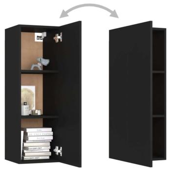 2 db fekete forgácslap tv-szekrény 30,5 x 30 x 90 cm kép