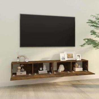 2 db füstös -tölgyszín szerelt fa fali tv-szekrény 100x30x30 cm kép