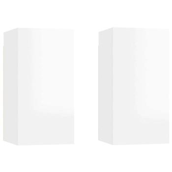 2 db magasfényű fehér forgácslap tv-szekrény 30,5 x 30 x 60 cm kép