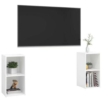 2 db magasfényű fehér forgácslap TV-szekrény 72 x 35 x 36,5 cm kép