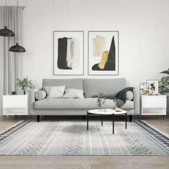 2 db magasfényű fehér szerelt fa dohányzóasztal 50 x 46 x 50 cm kép