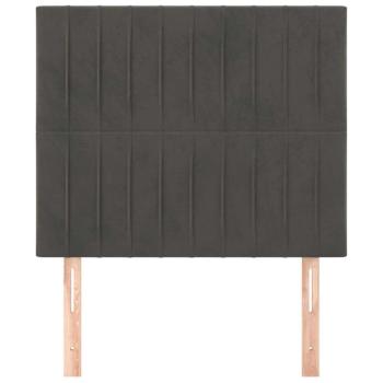 2 db sötétszürke bársony fejtámla 80 x 5 x 78/88 cm kép