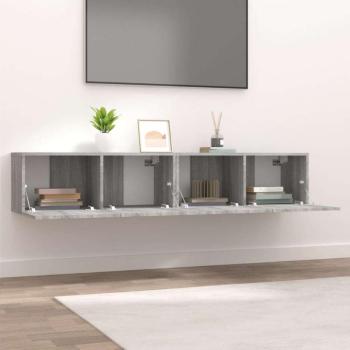 2 db szürke sonoma színű szerelt fa tv-szekrény 80 x 30 x 30 cm kép