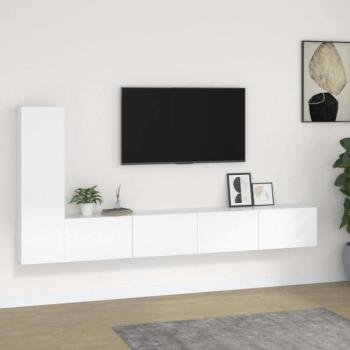 3 részes fehér szerelt fa TV-szekrényszett kép