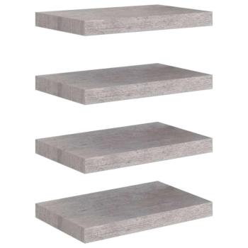 4 db betonszürke mdf lebegő fali polc 40 x 23 x 3,8 cm kép