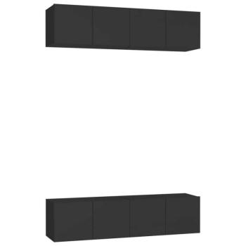 4 db fekete forgácslap TV-szekrény 60 x 30 x 30 cm kép