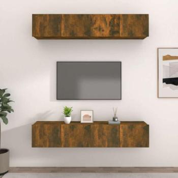4 db füstös tölgy színű szerelt fa TV-szekrény 80 x 30 x 30 cm kép