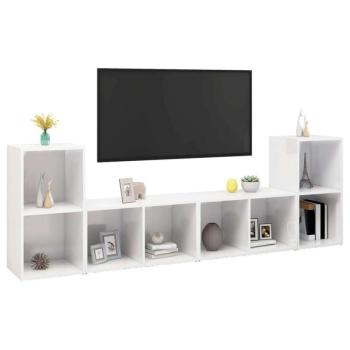 4 db magasfényű fehér forgácslap tv-szekrény 72 x 35 x 36,5 cm kép