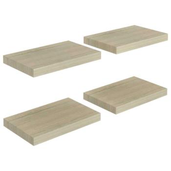 4 db tölgyszínű mdf lebegő fali polc 40 x 23 x 3,8 cm kép