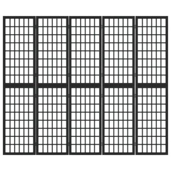 5 paneles fekete japán stílusú összecsukható paraván 200x170 cm kép