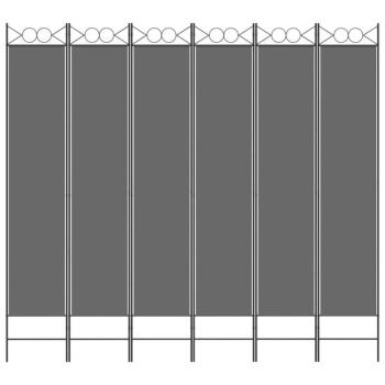 6 paneles antracitszürke szövet térelválasztó 240 x 220 cm kép