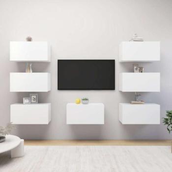 7 db fehér forgácslap TV-szekrény 30,5 x 30 x 60 cm kép