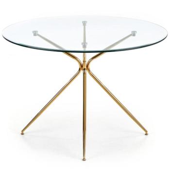 Asztal Rondo 110 Üveg/Acél – Transparentny/Aranysárga kép