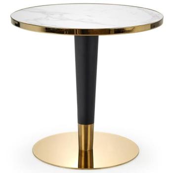 Asztall Morata 79 ceramika/acél – fehér üveggolyó/fekete/arany kép