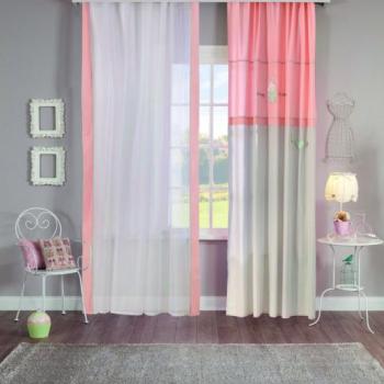 Baby Girl Curtain (150 x 260) Függöny Világos rózsaszín fehér kép