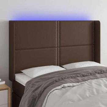 Barna műbőr LED-es fejtámla 147x16x118/128 cm kép