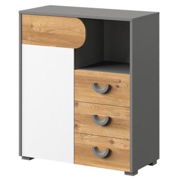 Carini komód Komód 1D3S Ca6 Fehér Világos Grafit kép