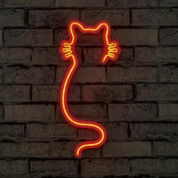 Cat - Red Dekoratív műanyag LED világítás 22x2x48 Piros kép