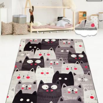 Cats Gray Djt Előszoba szőnyeg (80 x 150) Multicolor kép