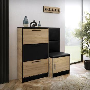 Cipőszekrény Kpl Foli Craft + Fekete öko bőr (MADRYT 1100) kép