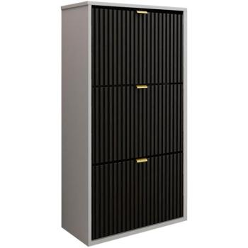 Cipőszekrény Laro I Álló Fehér/Fekete/Aranysárga kép