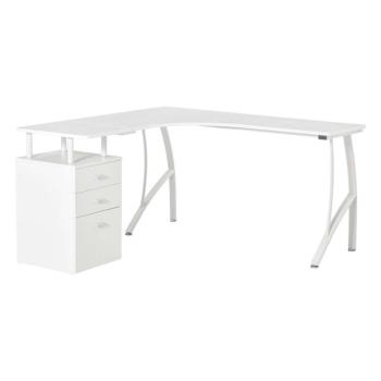 Computer Desk, 3 fiók, MDF / fém, 143,5x143,5x76 cm, fehér kép