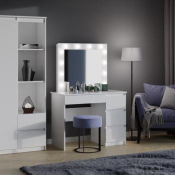 Drohmo Marina fésülködő asztal (3 jobb alsó fiókokkal), 98x76x51 cm, fehér kép