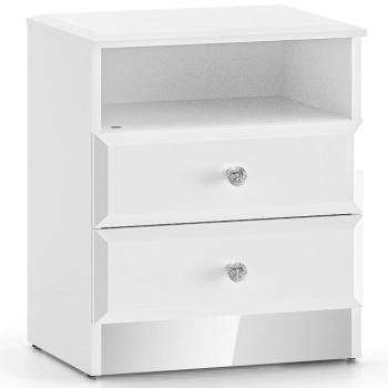 Éjjeliszekrény Glamour 04 Fényes fehér kép