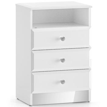 Éjjeliszekrény Glamour 07 Fényes fehér kép