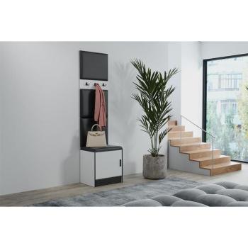 Előszobafal bútor Roj 10 fehér + Madryt 1100 eko bőr fekete kép