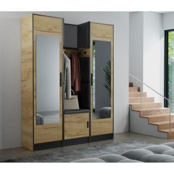 Előszobafal bútor Roj 12 craft + Madryt 1100 eko bőr fekete kép