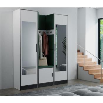 Előszobafal bútor Roj 12 fehér + Kronos 19 zöld kép