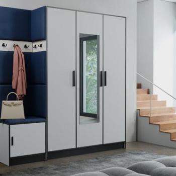 Előszobafal bútor Roj 14 fehér + Kronos 09 kék kép