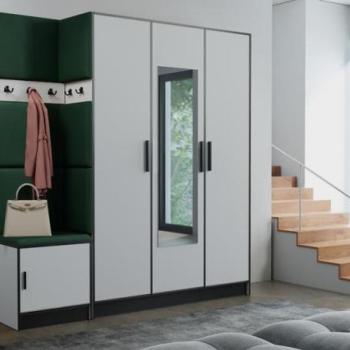 Előszobafal bútor Roj 14 fehér + Kronos 19 zöld kép