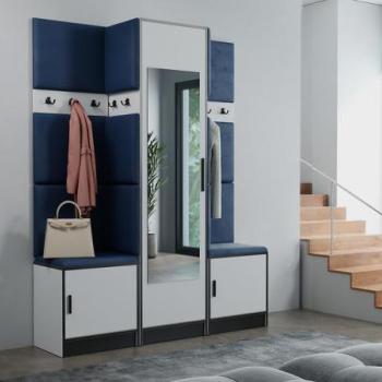 Előszobafal bútor Roj 16 fehér + Kronos 09 Kék kép