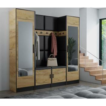 Előszobafal bútor Roj 18 craft + Madryt 1100 eko bőr fekete kép