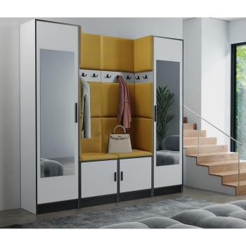 Előszobafal bútor Roj 18 fehér + Kronos 01 méz kép