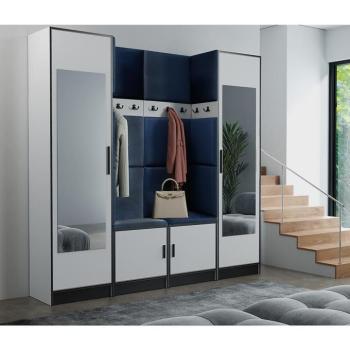 Előszobafal bútor Roj 18 fehér + Kronos 09 Kék kép