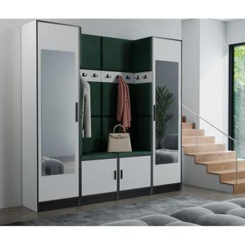 Előszobafal bútor Roj 18 fehér + Kronos 19 zöld kép