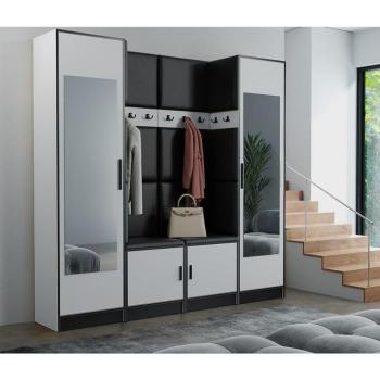 Előszobafal bútor Roj 18 fehér + Madryt 1100 eko bőr fekete kép