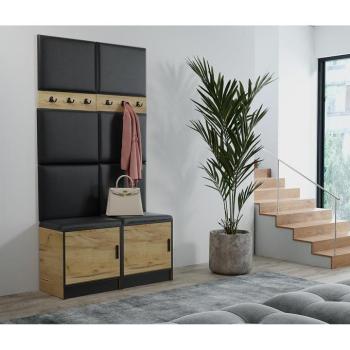 Előszobafal bútor Roj 19 craft + Madryt 1100 eko bőr fekete kép