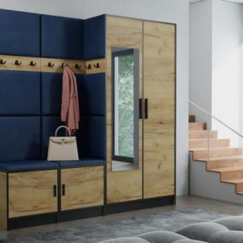 Előszobafal bútor Roj 21 craft + Kronos 09 Kék kép