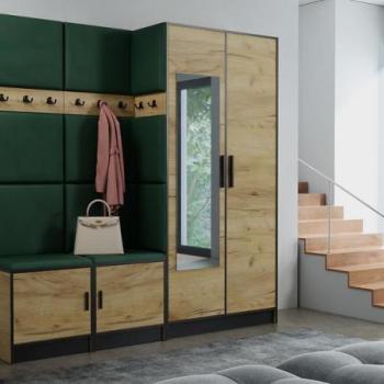 Előszobafal bútor Roj 21 craft + Kronos 19 zöld kép