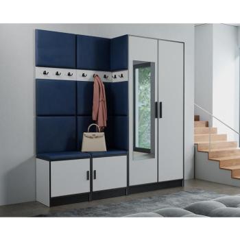 Előszobafal bútor Roj 21 fehér + Kronos 09 Kék kép