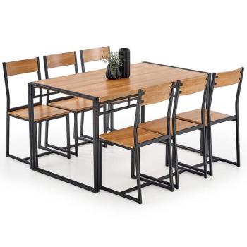 Étkező készlet Bolivar 1+6 140x80 tölgy aranysárga/fekete kép