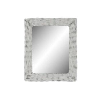 Falitükör DKD Home Decor Kristály MDF Fehér vesszőfonás Cottage (... kép