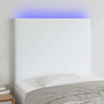 Fehér műbőr LED-es fejtámla 100x5x118/128 cm kép