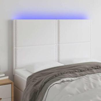 Fehér műbőr LED-es fejtámla 144x5x118/128 cm kép